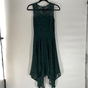 Green lace handkerchief dress